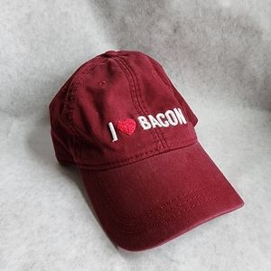 American Eagle Outfitters Baseball Hat Cap Maroon I Love Bacon